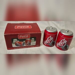 Vintage Coca-Cola Can Salt and Pepper Shakers Set 3 1/2" Tall